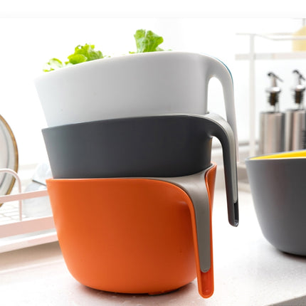 2 in 1 Double-layer Drain Basket Kitchen Plastic Fruit Vegetable Basket Salad Bowl(Yellow Gray)-garmade.com