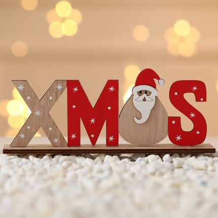 Christmas Decoration Items Wooden Letter Desktop Ornaments(XMAS Models)-garmade.com