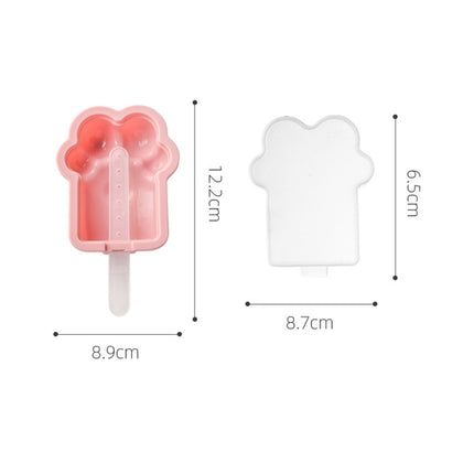 Home Cartoon Cat Paw Shape Popsicle Ice Cream Mould DIY Homemade Ice Cube Box(Pink)-garmade.com