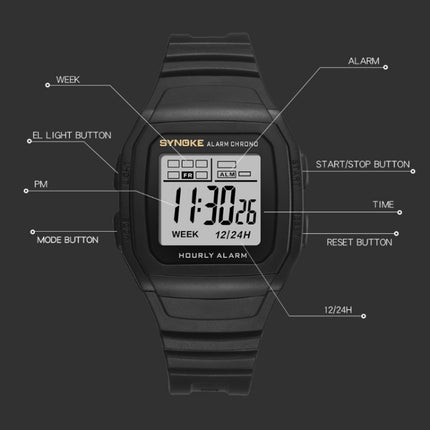 SYNOKE 9023B Multifunctional Sports Shockproof & Waterproof Electronic Watch(Silver)-garmade.com