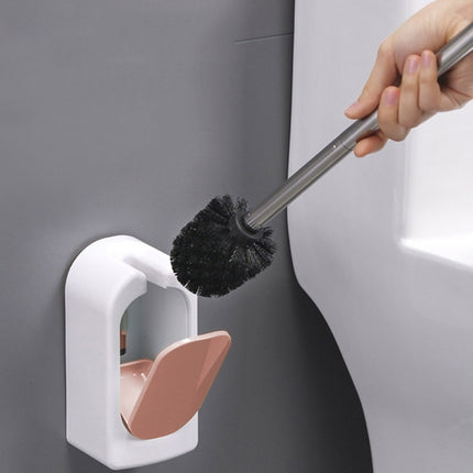 Bathroom Toilet Wall-mounted Toilet Brush Set with Soft Hair and Long Handle Without Dead Corners(Pink)-garmade.com