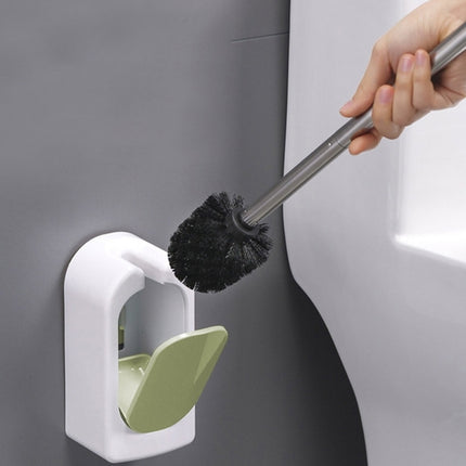 Bathroom Toilet Wall-mounted Toilet Brush Set with Soft Hair and Long Handle Without Dead Corners(Green)-garmade.com