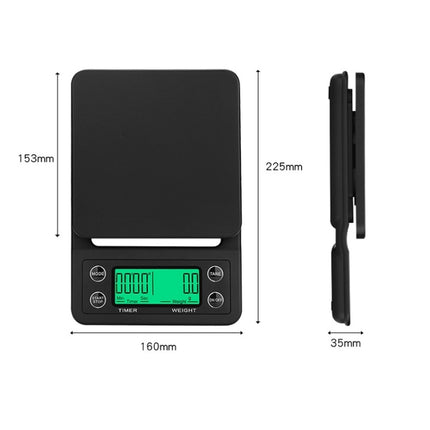 Hand Punch Coffee Scales Timing Electronic Timer Scale Kitchen Scales, Model:3kg/0.1g(Black)-garmade.com