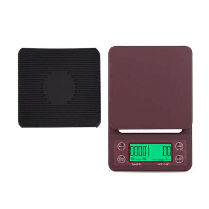 Hand Punch Coffee Scales Timing Electronic Timer Scale Kitchen Scales, Model:3kg/0.1g(Wine Red)-garmade.com