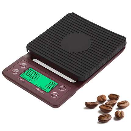 Hand Punch Coffee Scales Timing Electronic Timer Scale Kitchen Scales, Model:5kg/0.1g(Wine Red)-garmade.com