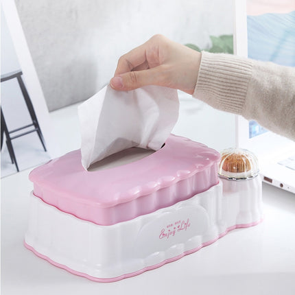Living Room Plastic Retractable Tissue Box Household Multi-function Drawer Box with Toothpick Box(Red)-garmade.com