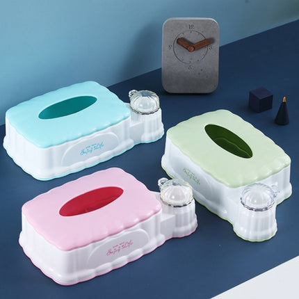 Living Room Plastic Retractable Tissue Box Household Multi-function Drawer Box with Toothpick Box(Green)-garmade.com