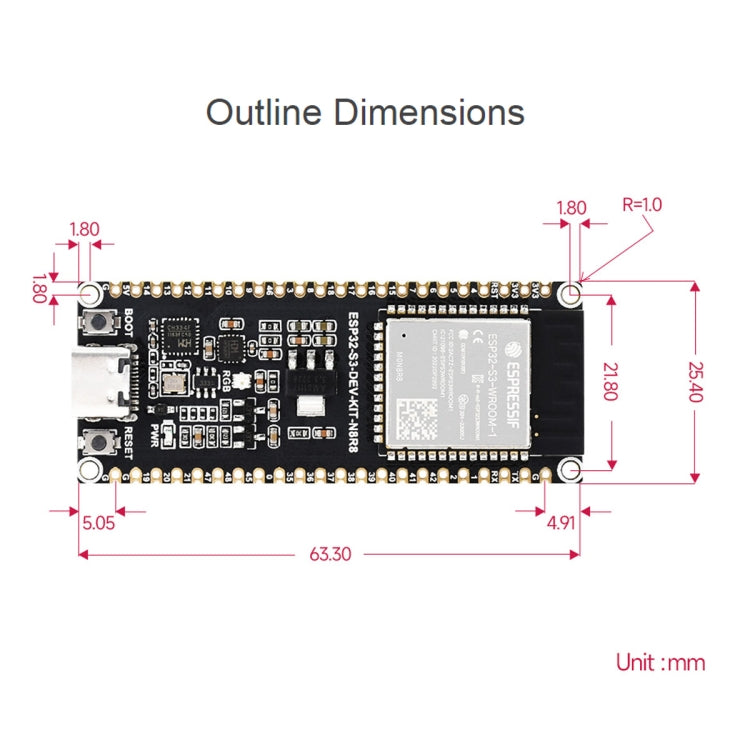 Waveshare ESP32-S3 Microcontroller 2.4GHz Wi-Fi Development Board ESP3 ...