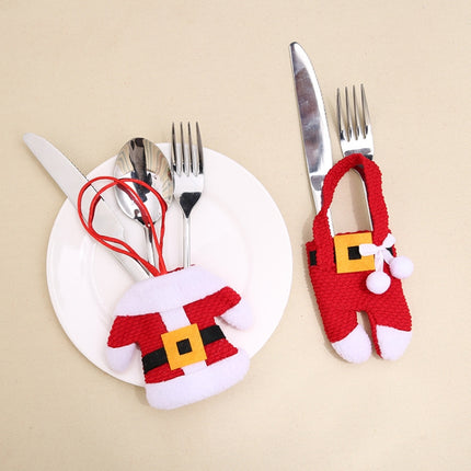 Christmas Table Decoration Christmas Small Clothes Pants Cutlery Cover(Cloth Button)-garmade.com