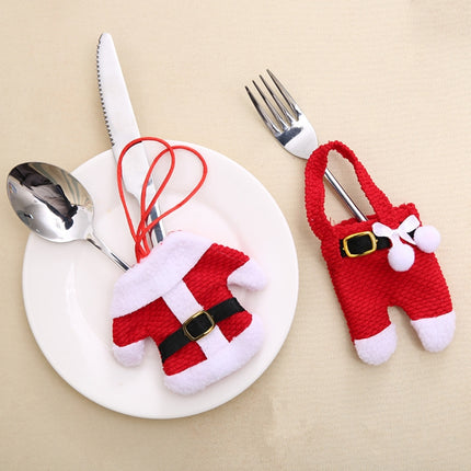 Christmas Table Decoration Christmas Small Clothes Pants Cutlery Cover(Plastic Button)-garmade.com