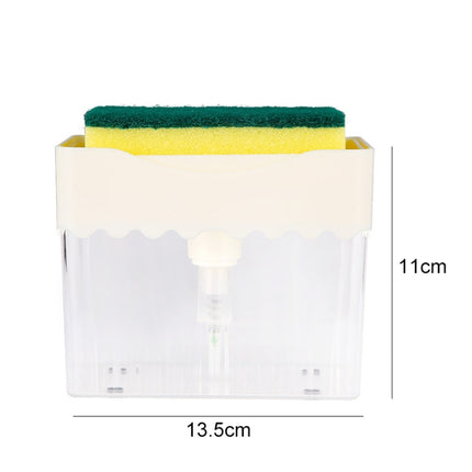 Cleaning Cloth Dishwashing Brush Liquid Box Kitchen Brush Detergent Mixer Press Plastic Soap Box(White)-garmade.com