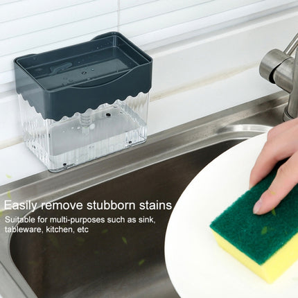 Cleaning Cloth Dishwashing Brush Liquid Box Kitchen Brush Detergent Mixer Press Plastic Soap Box(White)-garmade.com