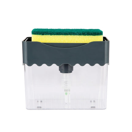 Cleaning Cloth Dishwashing Brush Liquid Box Kitchen Brush Detergent Mixer Press Plastic Soap Box(Dark Gray)-garmade.com