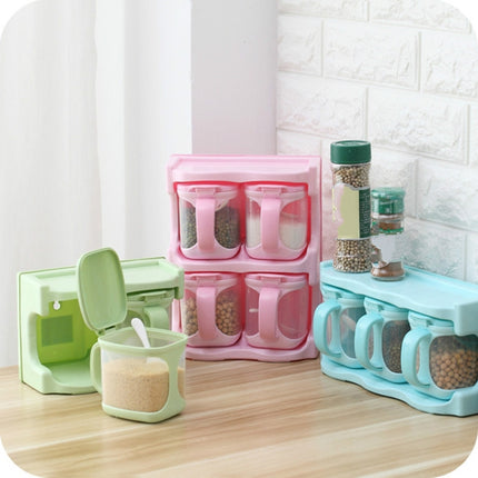 Plastic Seasoning Box Multi-purpose Combination Seasoning Rack Kitchen Supplies, Style:One Grid(Pink)-garmade.com