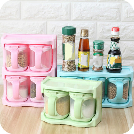 Plastic Seasoning Box Multi-purpose Combination Seasoning Rack Kitchen Supplies, Style:One Grid(Pink)-garmade.com