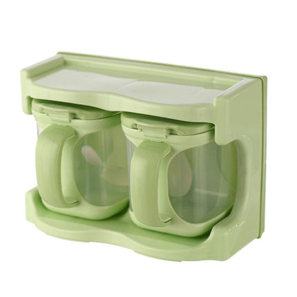 Plastic Seasoning Box Multi-purpose Combination Seasoning Rack Kitchen Supplies, Style:Two Grid(Apple Green)-garmade.com