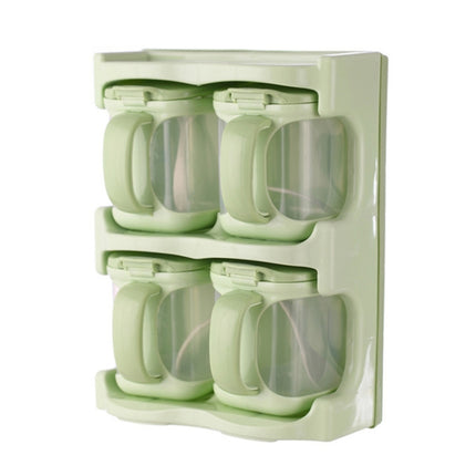 Plastic Seasoning Box Multi-purpose Combination Seasoning Rack Kitchen Supplies, Style:Four Grid(Apple Green)-garmade.com