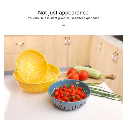 10 PCS Round Hollow Plastic Drain Basket Kitchen Fruit and Vegetable Storage Basket, Size:S(Blue)-garmade.com