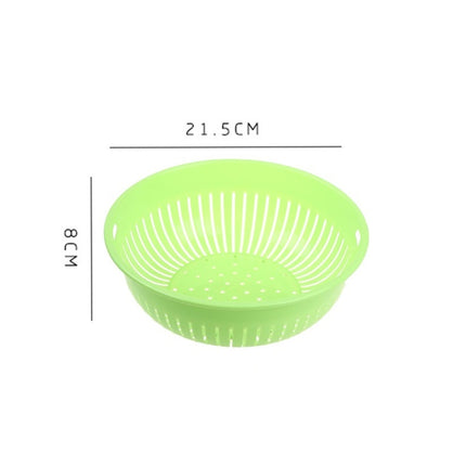 10 PCS Round Hollow Plastic Drain Basket Kitchen Fruit and Vegetable Storage Basket, Size:S(Green)-garmade.com