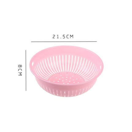 10 PCS Round Hollow Plastic Drain Basket Kitchen Fruit and Vegetable Storage Basket, Size:S(Pink)-garmade.com