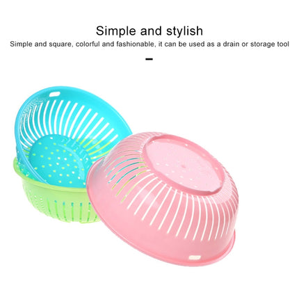 10 PCS Round Hollow Plastic Drain Basket Kitchen Fruit and Vegetable Storage Basket, Size:S(Pink)-garmade.com