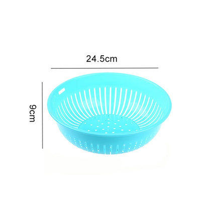 10 PCS Round Hollow Plastic Drain Basket Kitchen Fruit and Vegetable Storage Basket, Size:M(Blue)-garmade.com