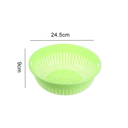 10 PCS Round Hollow Plastic Drain Basket Kitchen Fruit and Vegetable Storage Basket, Size:M(Green)-garmade.com