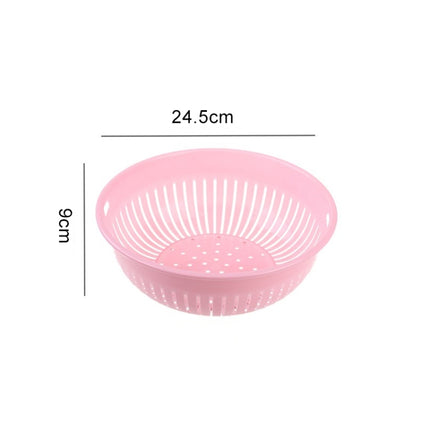 10 PCS Round Hollow Plastic Drain Basket Kitchen Fruit and Vegetable Storage Basket, Size:M(Pink)-garmade.com