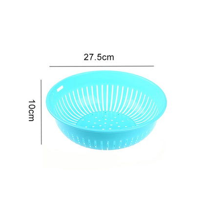 10 PCS Round Hollow Plastic Drain Basket Kitchen Fruit and Vegetable Storage Basket, Size:L(Blue)-garmade.com