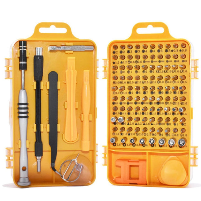 110 in 1 Watch Mobile Phone Disassembly Maintenance Tool Multi-function Chrome Vanadium Steel Screwdriver Set(Yellow)-garmade.com