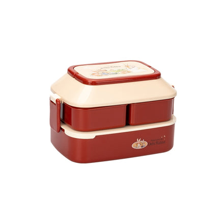 Cute Rabbit Double Layer Plastic Lunch Box Large Capacity Portable Lunch Box, Style: Small Red-garmade.com