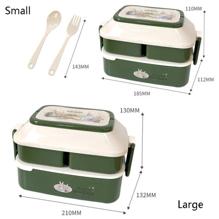 Cute Rabbit Double Layer Plastic Lunch Box Large Capacity Portable Lunch Box, Style: Small Red-garmade.com