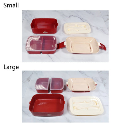 Cute Rabbit Double Layer Plastic Lunch Box Large Capacity Portable Lunch Box, Style: Small Red-garmade.com