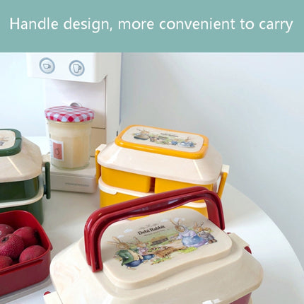 Cute Rabbit Double Layer Plastic Lunch Box Large Capacity Portable Lunch Box, Style: Small Red-garmade.com