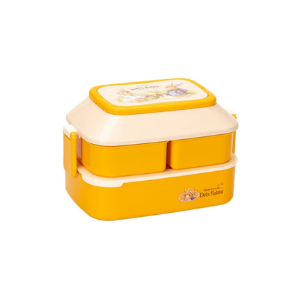 Cute Rabbit Double Layer Plastic Lunch Box Large Capacity Portable Lunch Box, Style: Small Yellow-garmade.com