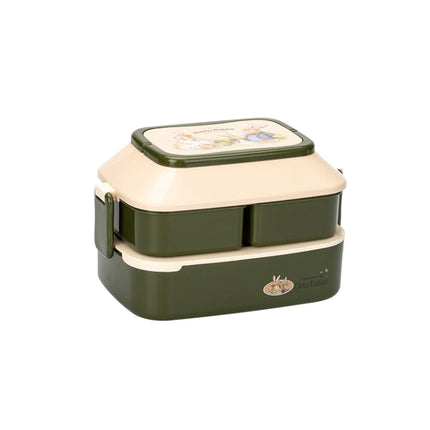 Cute Rabbit Double Layer Plastic Lunch Box Large Capacity Portable Lunch Box, Style: Large Green-garmade.com