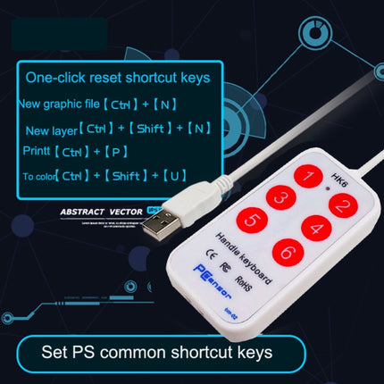 HK-6 6 Keys Custom PS Shortcut Keys Medical Ultrasound Acquisition USB Keypad, Cable Length: 2m-garmade.com