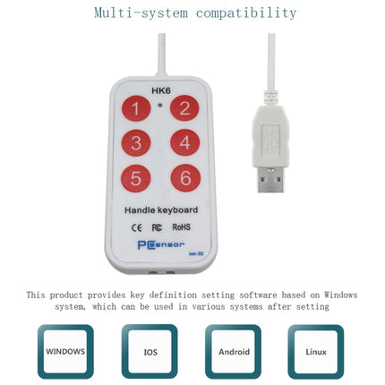 HK-6 Android Version 6 Keys Custom PS Shortcut Keys Medical USB Keypad, Cable Length: 2m-garmade.com