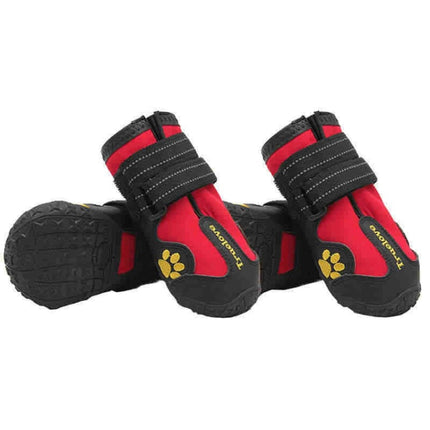 4 in 1 Autumn Winter Pet Dog Foot Cover Waterproof Shoes, Size:6.5x5cm(Red)-garmade.com