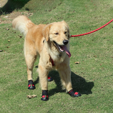 4 in 1 Autumn Winter Pet Dog Foot Cover Waterproof Shoes, Size:7x5.7cm(Red)-garmade.com