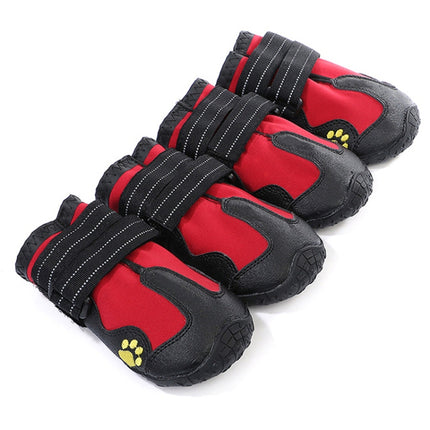 4 in 1 Autumn Winter Pet Dog Foot Cover Waterproof Shoes, Size:8.5x7.5cm(Red)-garmade.com