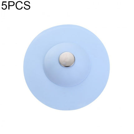 5 PCS Press Type Deodorant Floor Drain Cover Anti-blocking Sink Sewer Silicone Bounce Plug Bathroom Filter Plug(Blue)-garmade.com