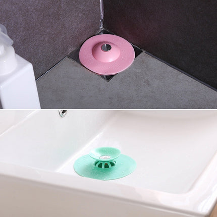 5 PCS Press Type Deodorant Floor Drain Cover Anti-blocking Sink Sewer Silicone Bounce Plug Bathroom Filter Plug(Blue)-garmade.com