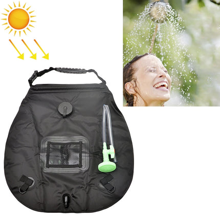 20L Solar Bath Bag Outdoor Self Driving Camping Hot Water Bottle Portable Outdoor Bath Water Storage Bag(Black)-garmade.com