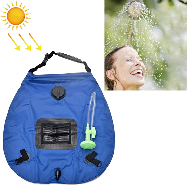 20L Solar Bath Bag Outdoor Self Driving Camping Hot Water Bottle Portable Outdoor Bath Water Storage Bag(Blue)-garmade.com