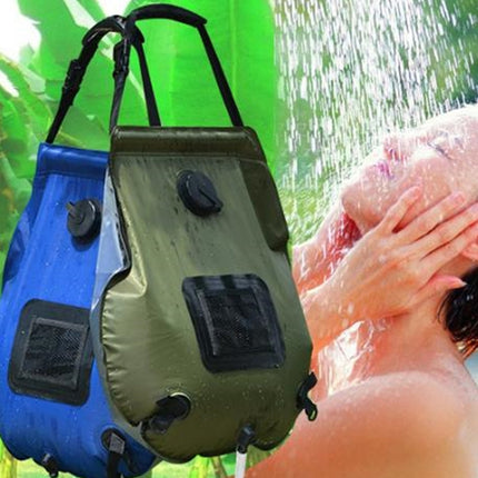 20L Solar Bath Bag Outdoor Self Driving Camping Hot Water Bottle Portable Outdoor Bath Water Storage Bag(Blue)-garmade.com