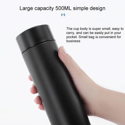 Smart Temperature Display 304 Stainless Steel Vacuum Flask Creative Business Cup For Male And Female Students, Style:High-quality(Black)-garmade.com