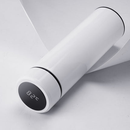 Smart Temperature Display 304 Stainless Steel Vacuum Flask Creative Business Cup For Male And Female Students, Style:High-quality(White)-garmade.com