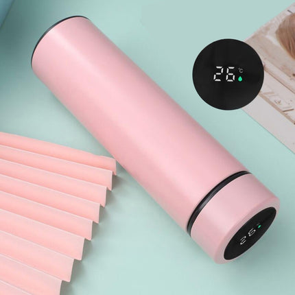 Smart Temperature Display 304 Stainless Steel Vacuum Flask Creative Business Cup For Male And Female Students, Style:High-quality(Pink)-garmade.com