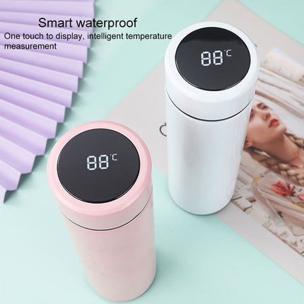 Smart Temperature Display 304 Stainless Steel Vacuum Flask Creative Business Cup For Male And Female Students, Style:High-quality(Pink)-garmade.com